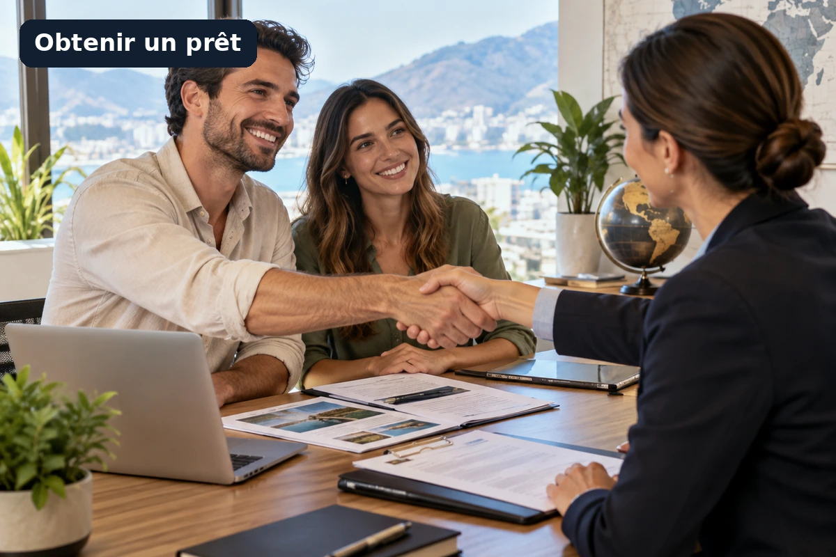 Schéma en sept étapes de la démarche pour obtenir un prêt dans un autre pays