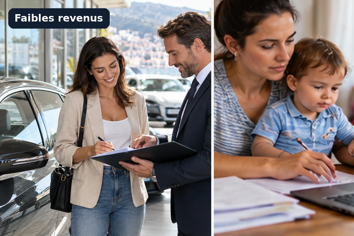 Budget mensuel annoté avec la mensualité d’un leasing automobile et le reste à vivre calculé