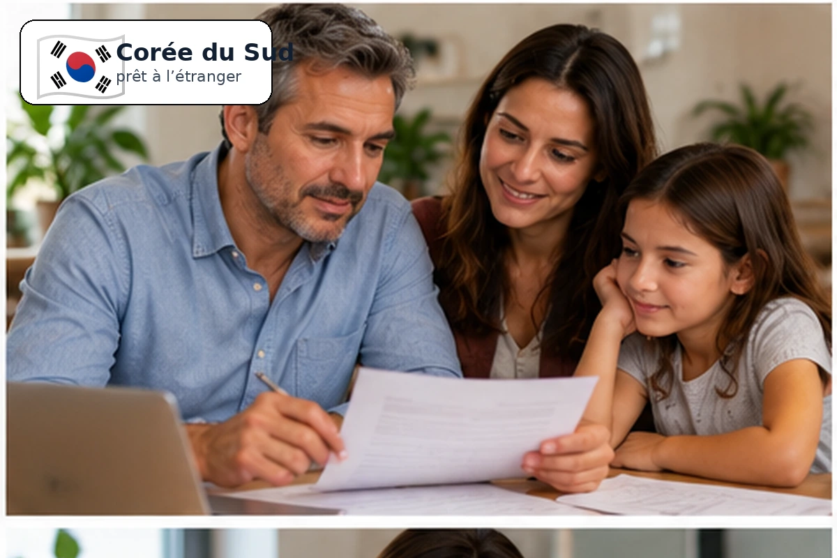 Rue de Séoul avec enseignes de banques et immeubles, Corée du Sud