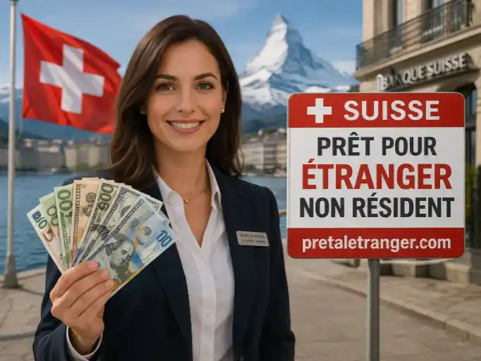 Chalets et lac au pied des montagnes dans un village suisse